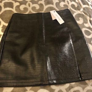 Topshop-slit black faux leather